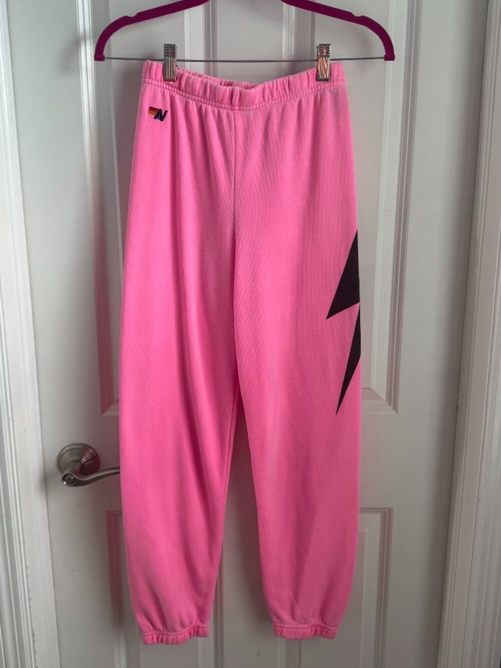 Aviator Nation Kids Bolt Print Sweatpants Neon Pink Size 14